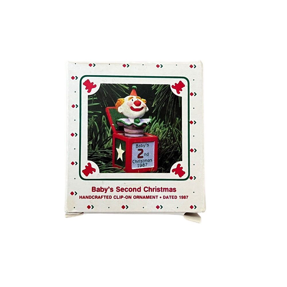 Vintage 1987 Hallmark Baby's Second Christmas Ornament Hand Crafted‎ in Box.